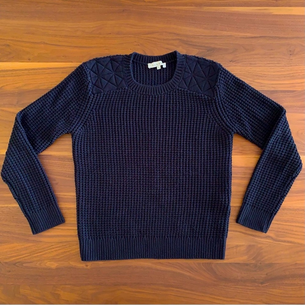 Sandro - Navy blue merino wool blend crew neck sweater - sz 1